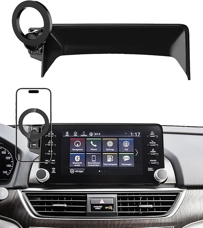 PZK Car Phone Mount for Honda Accord 2018 2019 2020 2021 2022 Accessories 10th Gen Accord for 8-inch Screen 360° Rotation Compatible with MagSafe Cell Phone Holder Not Affect Vent with Stroage Box