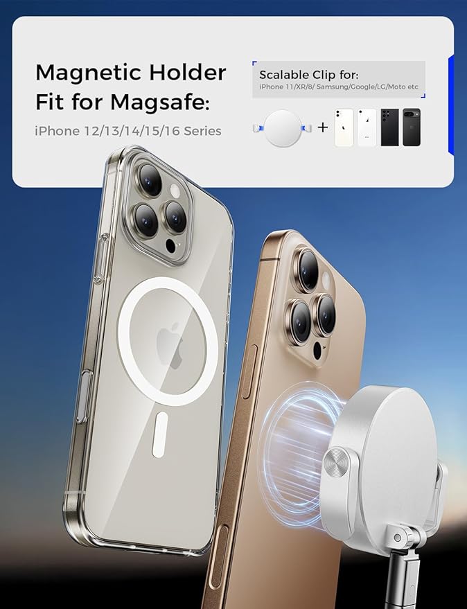 MAGIC JOHN Upgrade Ultra Magnetic Phone Holders for Your Car, Foldable Car Phone Holder Mount for Dashboard, 360° Rotatable Magnetic Phone Holder for Car, Magnetic Car Mount for iPhone All Cell Phones