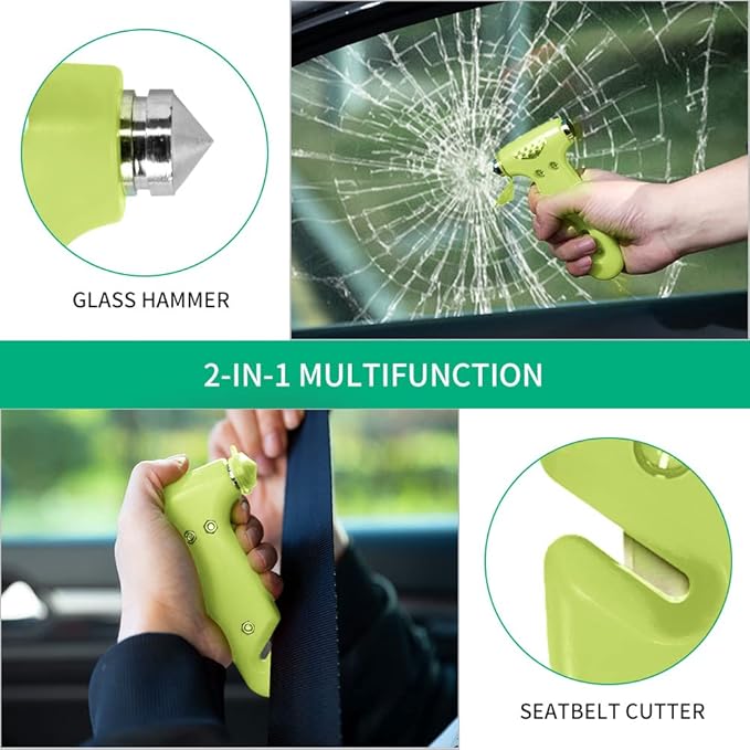2-Pack Car Safety Hammer, Auto Emergency Escape Hammer with Window Breaker and Seat Belt Cutter, Emergency Escape Tool for Car Accidents, Glow in The Dark