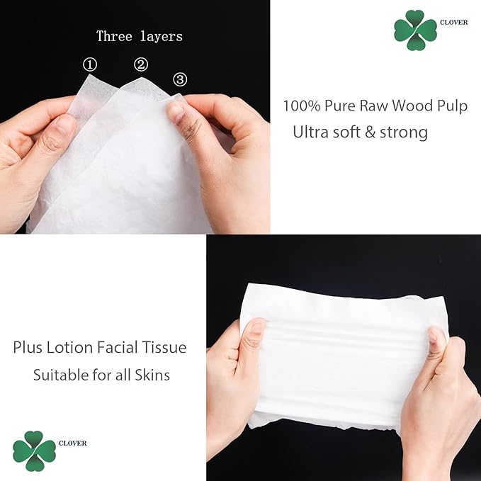 CLOVER Travel Tissues 3-Ply Facial Tissues & Car Tissues - Compact Tissue Canister for Cup Holder, Office, Bedroom, Vanity (Lition Pack of 4)