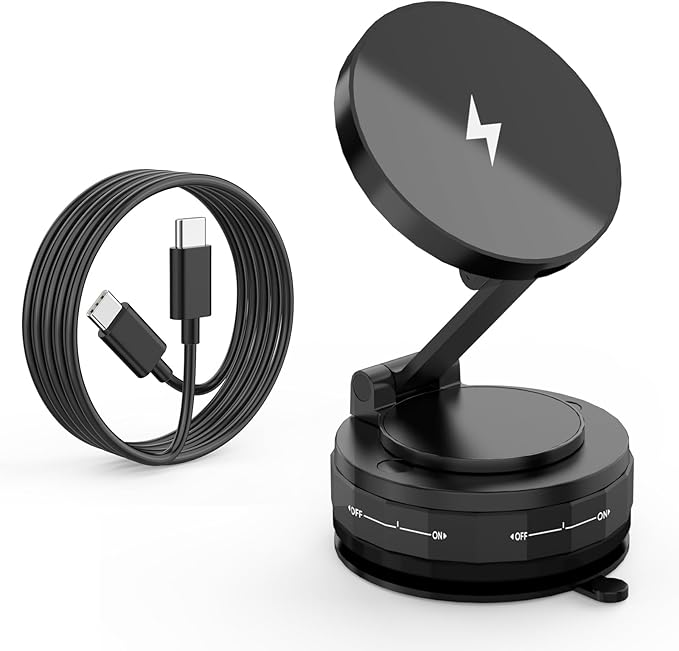 Wireless Car Charger, MagSafe Car Mount Charger [15W Magnetic Fast Wireless Charging] 360° Adjustable Phone Holder Compatible with iPhone 17 16 15 14 13 12 11 X/XS, Samsung S23 Ultra S22 S21 S20/S10+