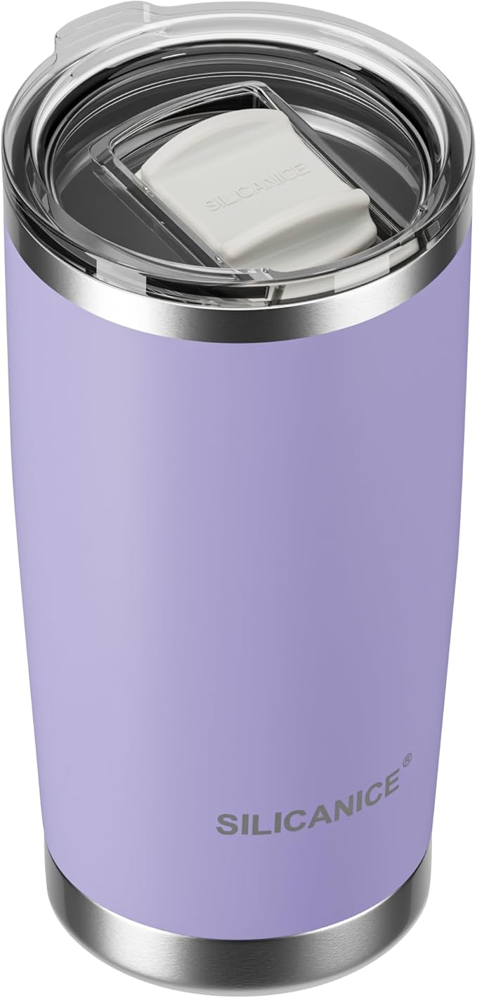 20oz Vacuum Insulated Tumbler - Double Wall Stainless Steel Coffee Mug with Detachable Slider Lid, BPA Free, Car Cup Holder Compatible - Gym/Office/Travel/Home -Lilac