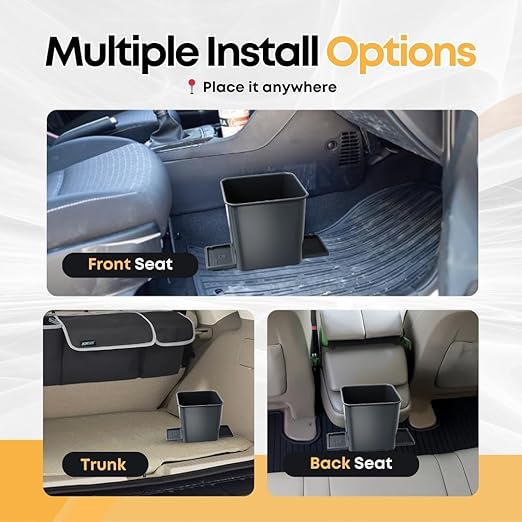 Car Trash Can for Vehicles Leakproof Compact Garbage Bin w/ Stability Flap, Anti-Slip Base, Portable Trash Holder for Cars, Trucks, SUVs, Minivans Compact, Auto Container Organizer (Gray, Small)