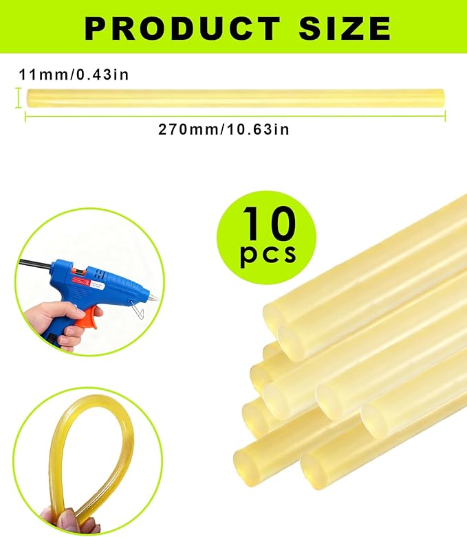 10 Pcs Hot Glue Sticks PDR Glue Sticks,Paintless Dent Remover Tool for Car Dent Repair,Glue Gun Sticks,PDR Tools,Home Improvement,Quick Daily Repair and DIY Small Craft Projects（ Yellow ）