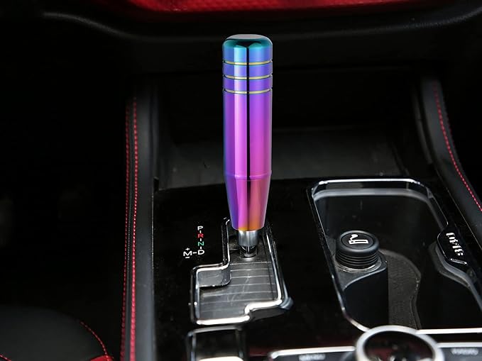 Abfer 5" Heavy Weighted Shifter Knob, Aluminum Alloy Car Gear Lever Metal Stick Shift Handle Fit Most Automatic Manual Vehicle (Multicolor)