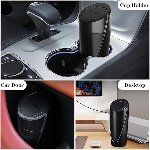 Car Trash Can Bin with Lid - 2 Packs Garbage Can Cup Holder - Black Mini Leakproof Vehicle Trash Bin with 40pcs Trash Bags - Car Organizers and Storage for Front Back Seat Accessories