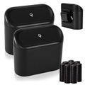 Ginsco 2 Pack Mini Car Trash Can with Lid, Small Car Garbage Can, Cute Leakproof ABS Trash Bin, Cars Accessories for Interior, Garbage Bin for Car, Home, Office with 120pcs Trash Bags Black