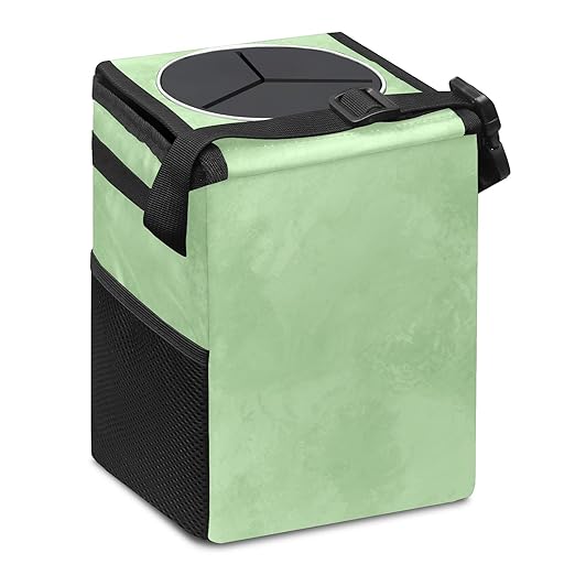 Sage Green Trash Can with Lid - Collapsible Reusable Waterproof Garage Bag, Automotive Garbage Can, Car Accessories Interior Organizer