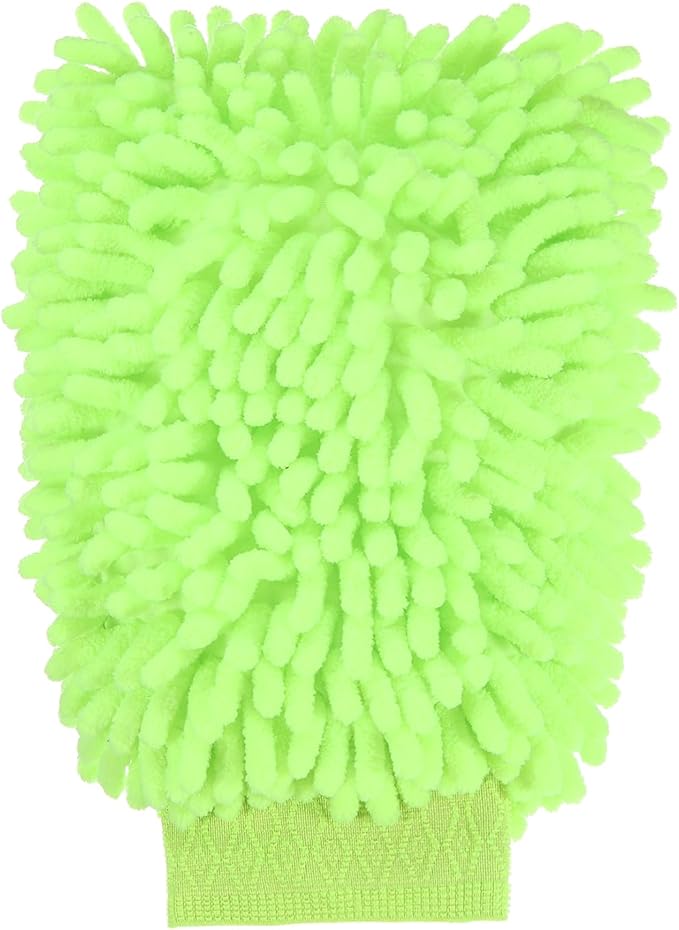 HARFINGTON Premium Chenille Microfiber Car Wash Mitts 9.8" x 7.9" Scratch Free Wash Gloves Absorbent Double Sided Plush Cleaning Drying Mitts for Car Washing Home Light Green