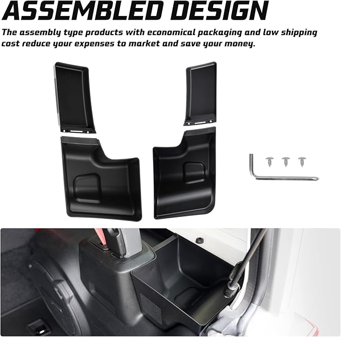 Kiwi Master Wheel Well Storage Trunk Organizers for 2018-2023 Jeep Wrangler JL Rear Storage Bin Box Tray, JL Interior Accessories Parts, Left & Right Side, Pair, Black