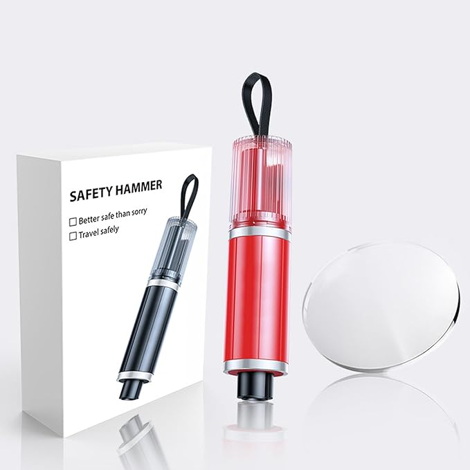 Safe Life Hammer Car Escape Tool and Seatbelt Cutter (Red)