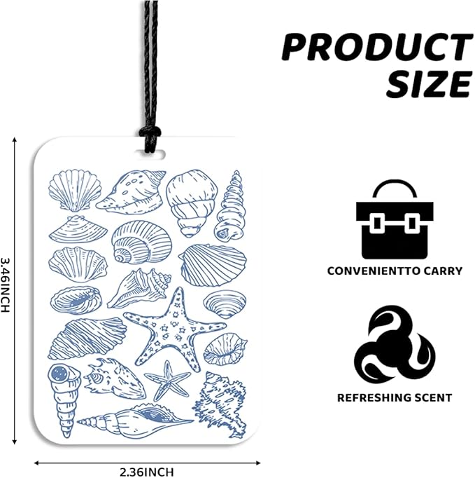 4Pcs Blue Coastal Car Air Freshener Hanging Beachy Seashell Bikini Car Accessories Gifts for Women Men Beach Lovers Cute Air Freshener for Interior Car Mirror Home Wardrobe Decor