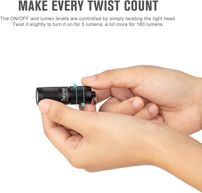 OLIGHT I1R 2 Pro Eos 180 Lumens EDC Rechargeable Keychain Flashlight, Powered by Built-in Rechargeable Battery with Type-C USB Cable, Slim Mini Handheld Light for Everyday Carry (Black)