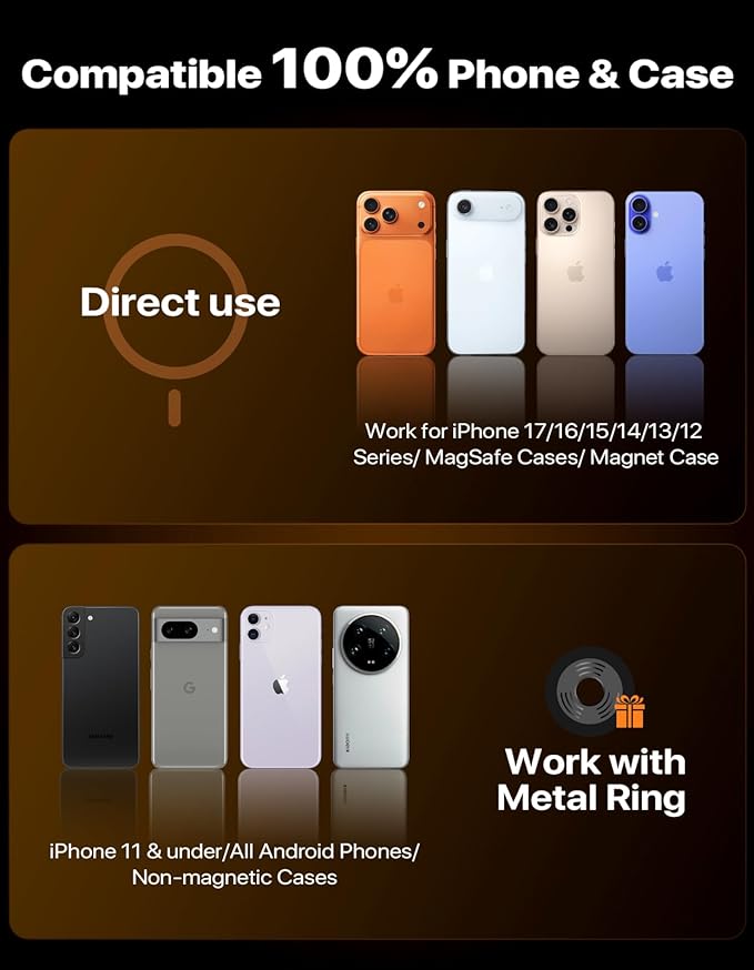 Miracase for MagSafe Car Mount, [Strong Magnetic] 2026 Hands Free Phone Holders for Your Car, Universal Cup Holder Phone Holder for iPhone 17 16 15 14 13 12 Pro Max, Samsung & More Smartphones