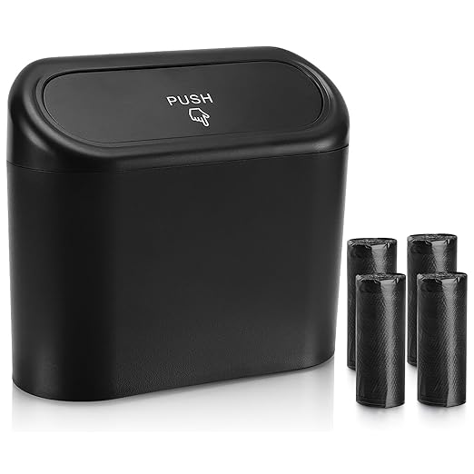 Accmor Car Trash Can with Lid, Leakproof Vehicle Garbage Organizer Holder Bin with 60 Pcs Trash Bags, Mini Auto Dustbin Interior Accessories Storage Container for SUV, Office, Home