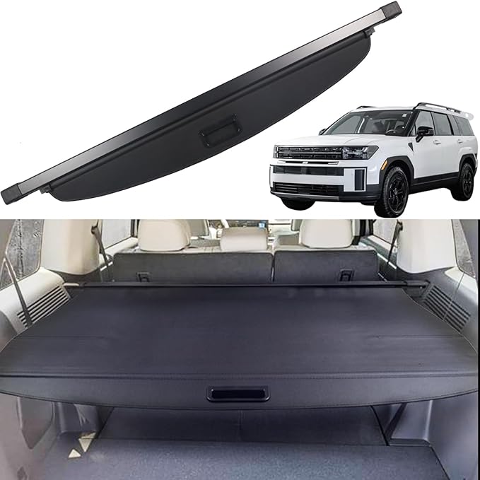 Cargo Cover for Hyundai santa fe 2024 2025 2026 Accessories Trunk Cover Rear Trunk Organizer Security Cover Shielding Shade, Black