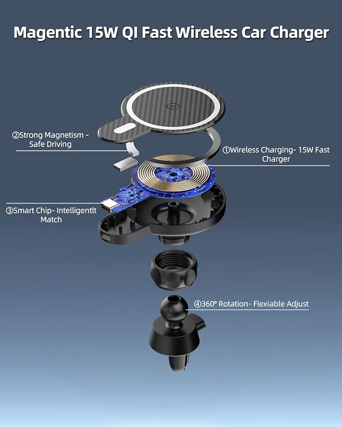 PZK Car Phone Mount for 2023-2025 2026 Honda Accord Hybrid Sport /-L/EX-L/Touring/Prime (Only for 12.3-Inch Screen) Magnetic 15W Fast Wireless Charger Car Phone Holder (Not Fit for LX/EX/SE Series)