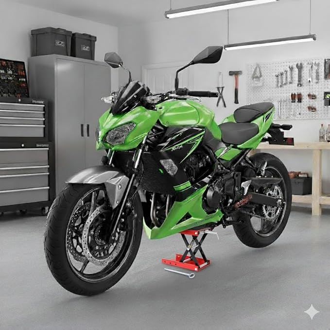 1100 LB Heavy Duty Wide Deck ATV Motorcycle Bike Scooter Scissor Lift Jack Crank Stand with Safety Bar