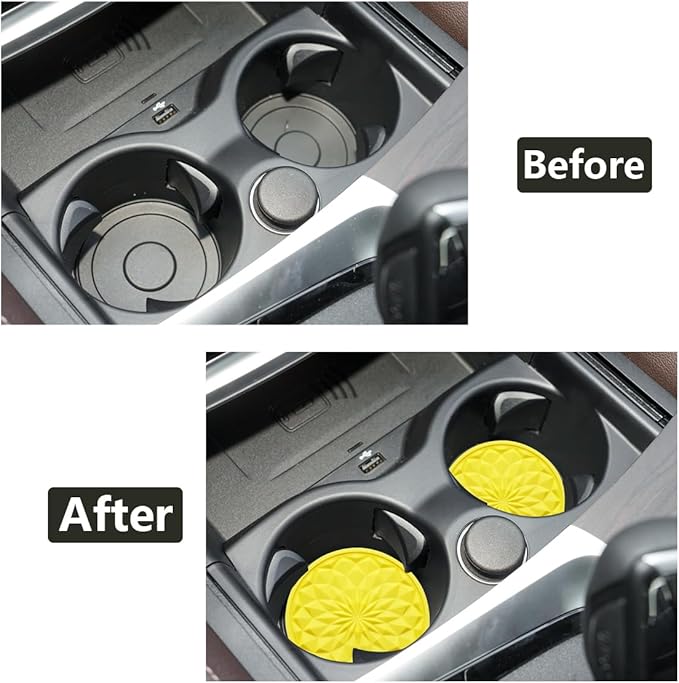 Car Cup Coaster, Universal Automotive Waterproof Non-Slip Cup Holders Sift-Proof Spill Holder Car Interior Accessories 4 Pack Yellow