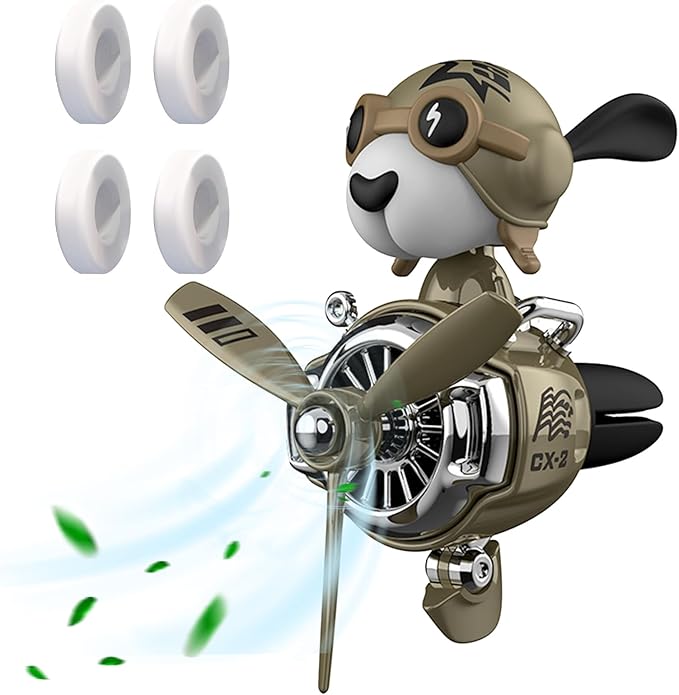 Pilot Car Air Freshener, Cute Dog Car Vent Clip Air Freshener Automotive Air Outlet Fan Diffuser, Automotive Interiors Vent Decoration (Shake Head Style - Dog)