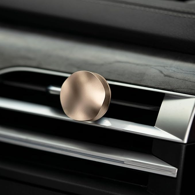 THEDOTS Gold Car Air Freshener Vent Clip, Cashmere Wood Chestnut Scent, Luxury Metal Interior Decor, Premium Holiday Gift Idea