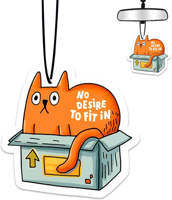 Funny Orange Cat Air Freshener Hanging for Car Scented Ornaments Mirror Cute Car Fresheners Cats Car Accessories Auto Interior Decor Scent Home Bathroom Closet Cat Gifts for Women Men