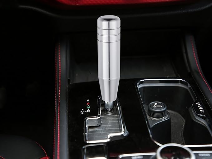 Abfer 5" Heavy Weighted Shifter Knob, Aluminum Alloy Car Gear Lever Stick Shift Handle Fit Most Automatic Manual Vehicle (Silver)