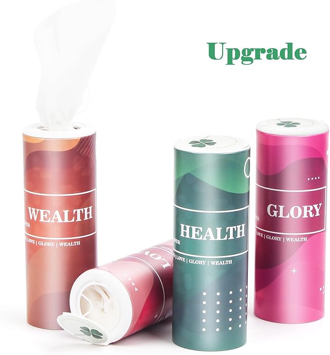 CLOVER Travel Tissues 3-Ply Facial Tissues & Car Tissues - Compact Tissue Canister for Cup Holder, Office, Bedroom, Vanity (Lition Pack of 4)