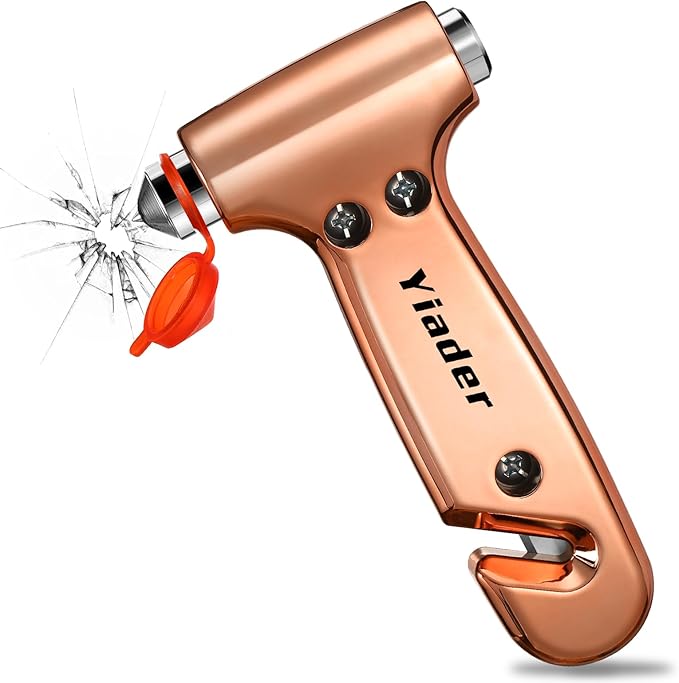 Window Breaker Seatbelt Cutter, 3-in-1 Emergency Escape Tool with Car Safety Hammer, Safety Emergency Car Escape Tool for Car, Electroplated Gold