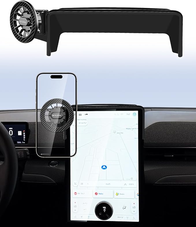 Car Phone Holder for Ford Mustang Mach-E 2021 2022 2023 2024 Accessories 15.5-Inch Screen Fixed Clip, Automobile Cradles Magnetic Phone Mount Compatible with MagSafe, Strong Magnets Cell Phone Base