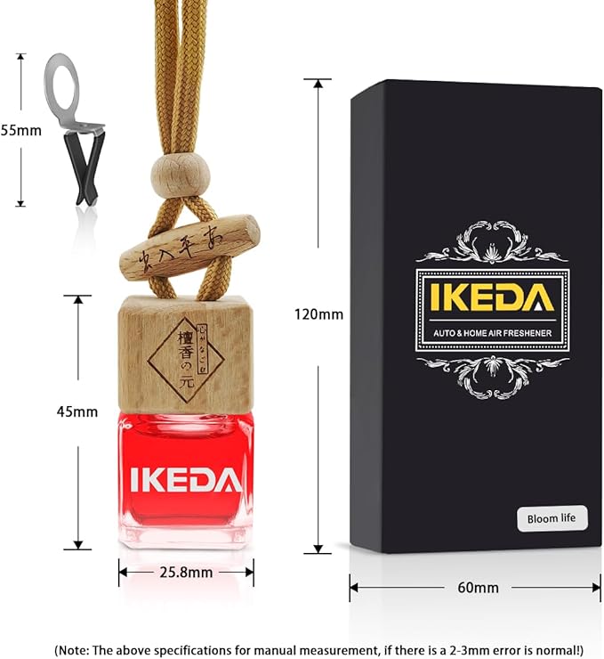 Car Air Freshener, Square Hanging Car Scent with Vent Clip Bottle, Long Lasting Fragrance, Essential Oil Diffuser, Odor Eliminator Deodorizer (Square-Bloom Life)