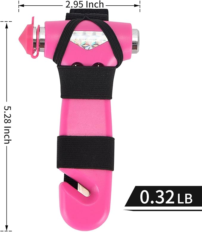 2 Pack Car Safety Hammer, Pink Emergency Escape Hammer with Window Breaker and Seatbelt Cutter for women,Interior Car Safety Escape Tool Accessories