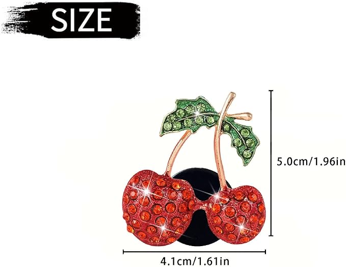 4 Pcs Cherry Decor Air Vent Clips Car Accessories,Stylish Fresheners Automotive Accessories for Women Interior Upgrade,Cherry Rhinestone Clip Bling Cute Car Interior Decoration for Women Decor