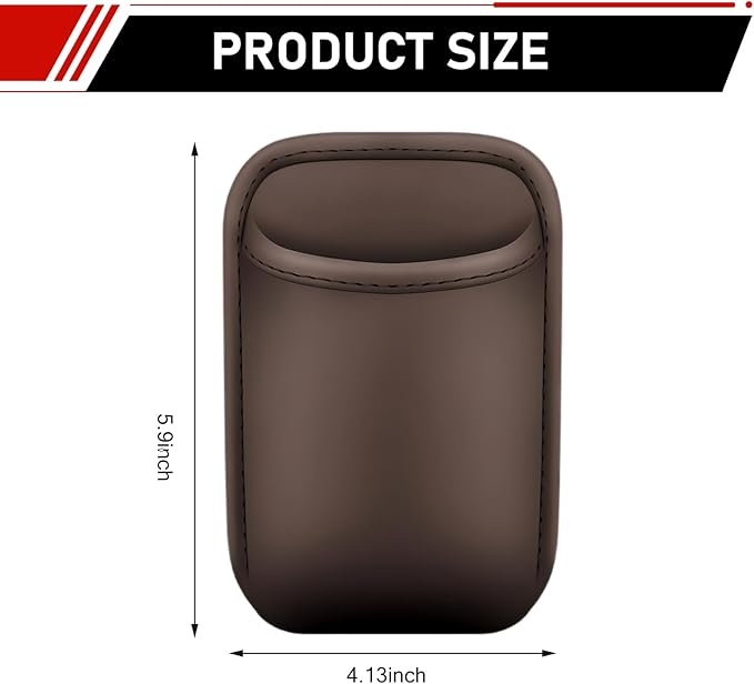 Car Door Cup Holder, Leather Backseat Cup Holder for Car, Multifunctional Clip On Storage Box for Beverage Phones Keys Snacks, Universal Storage Organizer Accessory (Brown)