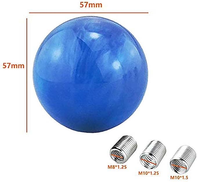 Lunsom Round Shift Knob, Ball Shape Gear Shifter Lever Head Shift Ball Car Stick Handle Fit Most Automatic Manual Transmission Vehicle (M8x1.25, Blue)