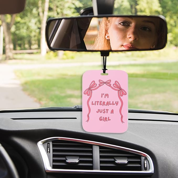 4Pcs Funny Pink Car Air Freshener Hanging Girly Car Accessories Gifts for Women Teen Girl Cute Air Freshener for Interior Car Mirror Home Wardrobe Decor