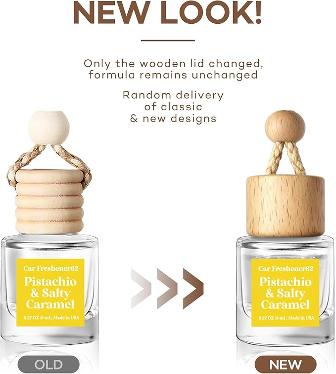 HoogaLife Car Air Freshener Diffuser 2 Pack Hanging Pistachio Salty Caramel Car Air Freshener for Women 45+ days Long Lasting Fragrance Made in USA (P62)