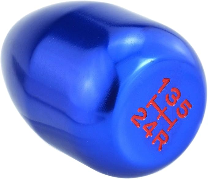 Lunsom 5 Speed Shifter Knob, Aluminium Alloy Gear Shifter Stick Handle Manual Shifting Lever Head Fit Most Auto Manual Transmissions (Blue)