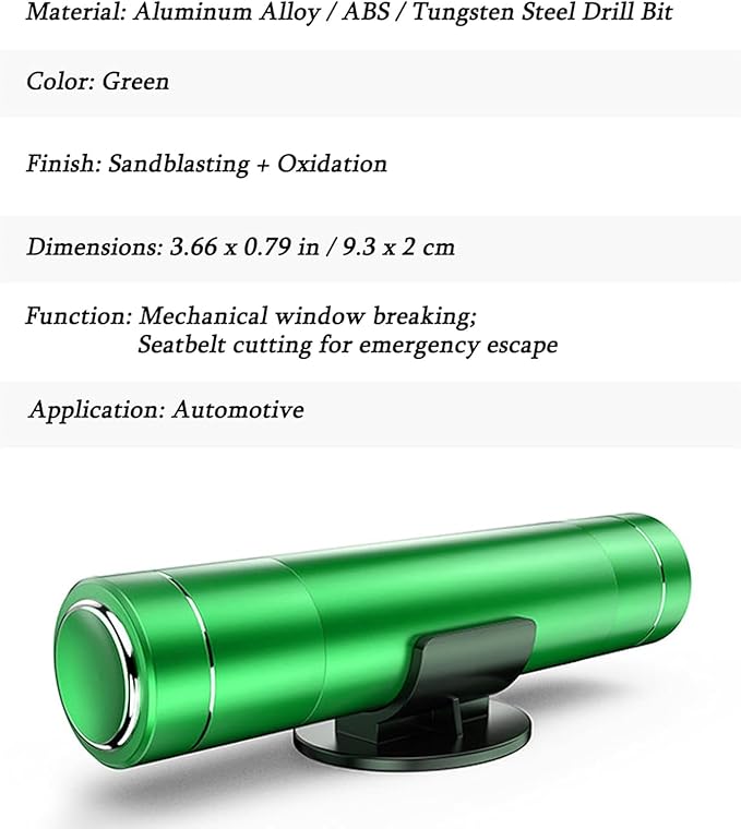 4Pcs Life Hammer Car Escape Tool and Seatbelt Cutter, Seat Belt Cutter and Glass Breaker, for Land and Underwater (4Pcs Green)