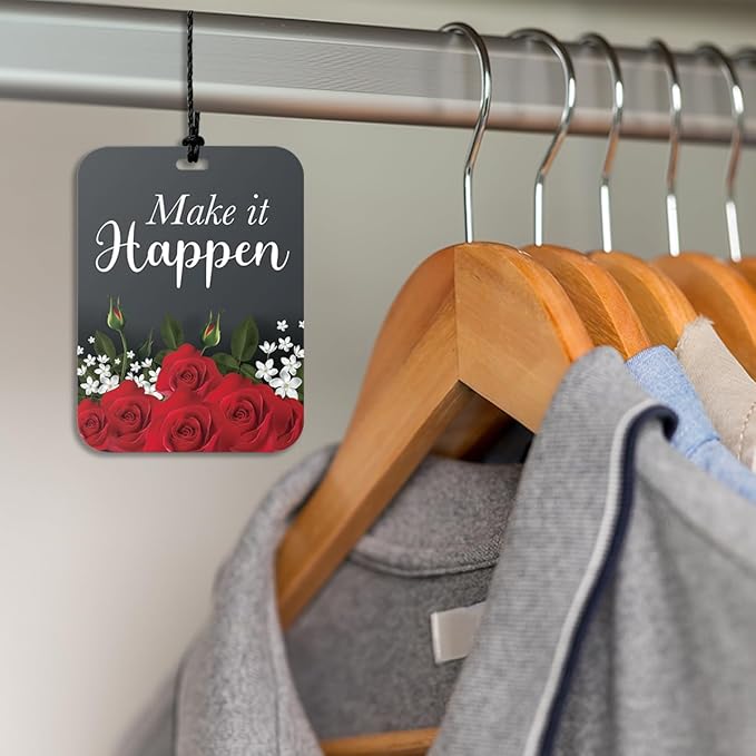 4Pcs Red and Black Rose Inspiration Car Air Freshener Hanging Motivational Car Accessories Gifts for Women Men Cute Air Freshener for Interior Car Mirror Home Wardrobe Decor