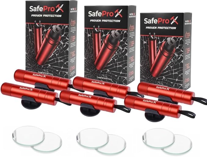 SafeProX 2 in 1 Emergency Escape Tool, Life Saving Car Window Breaker & Seatbelt Cutter - Car Window Hammer for Quick Accident Aid & Safety on The Go with Seat Belt Cutter. (Pack of 6)