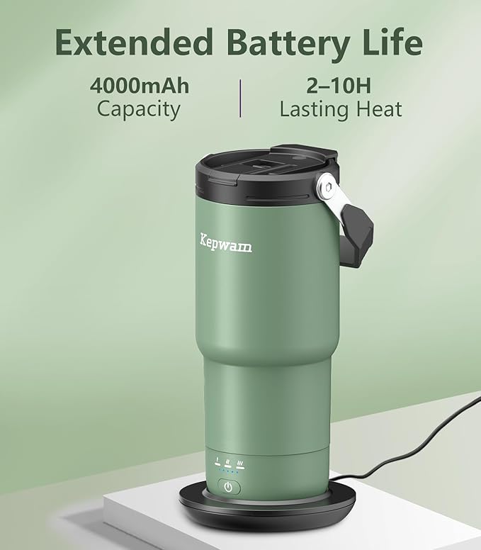 Self-Heating Travel Mug 20oz, Temperature-Controlled Coffee Warmer Mug, Smart Travel Coffee Mug Keep Coffee Drinks Hot, Heated Mug Great for Driver Outdoor Fits Car Cup Holders