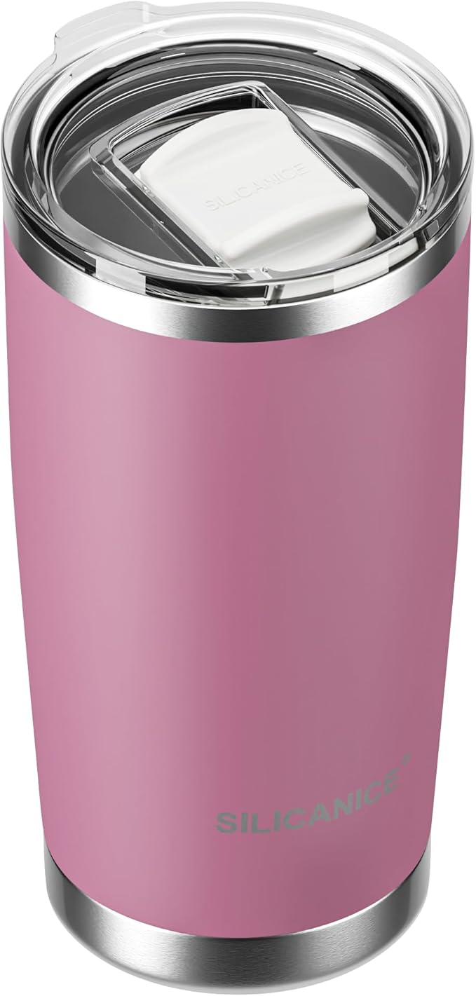 20oz Vacuum Insulated Tumbler - Double Wall Stainless Steel Coffee Mug with Detachable Slider Lid, BPA Free, Car Cup Holder Compatible - Gym/Office/Travel/Home - Peony