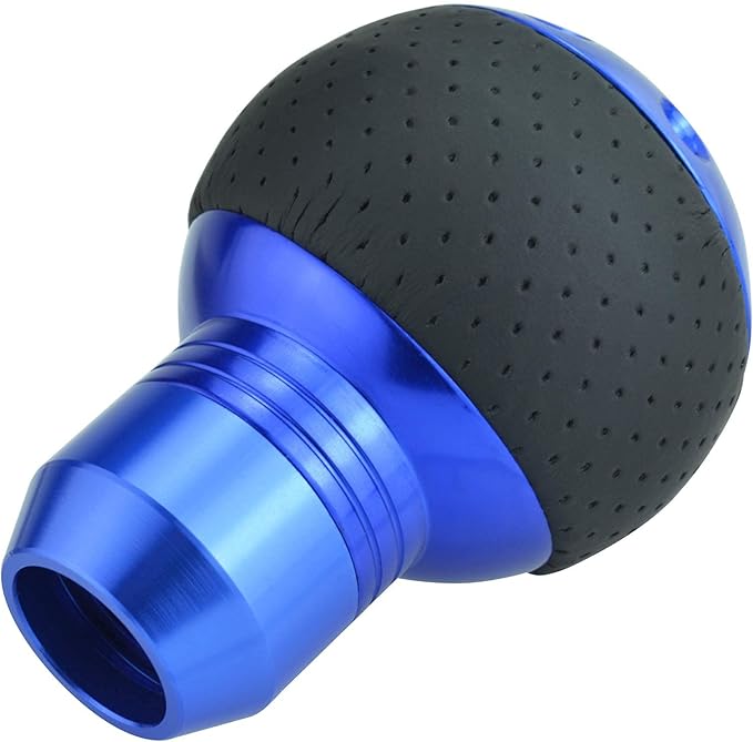 Lunsom 5 Speed Leather Shift Knob, Manual Transmission Handle Ball Gear Stick Shifter Head Fit Most Transmission Vehicle (Blue&Black)