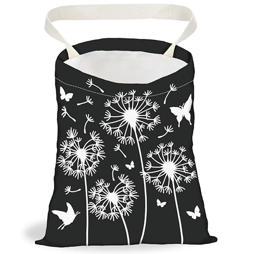Dandelion Print Car Trash Bag Hanging Garbage Bag with Snap Buttons Car-Back Seat Trash Storage Portable Dustbin for Car Interior Accessories Travel Camping
