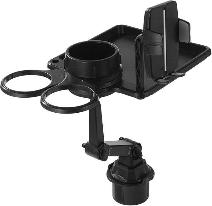 Cup Holder Tray for Car, Car Cup Holder Tray with Phone Stand, Car Table Tray, Detachable 360° Rotation, Ideal for Daily use and Road Trip Dining (1 Food Tray)