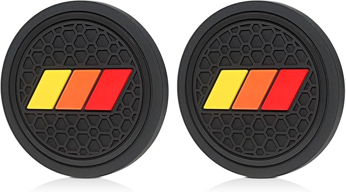 Cup Holder for Toyota Accessories Tacoma TRD Tundra Rav4 Highlander Camry, Classic Retro Style Tri-Color Interior Insert Coaster (2.75 Inch, Yellow-Orange-Red,Black)