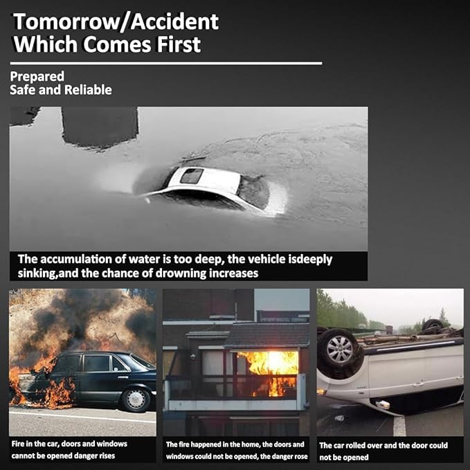 Emergency Escape Tool - 2-in-1 Car Window Glass Breaker and Seatbelt Cutter for Life Saving, Underwater Use (2PCS Red & Black)