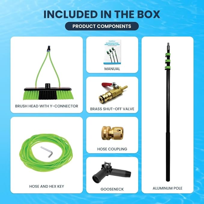 Lightweight 20 Feet Solar Panel Cleaning Brush & Pole Water Fed Pole Kit Window Cleaner & Solar Panel Cleaning System Washing Equipment Tool Solution