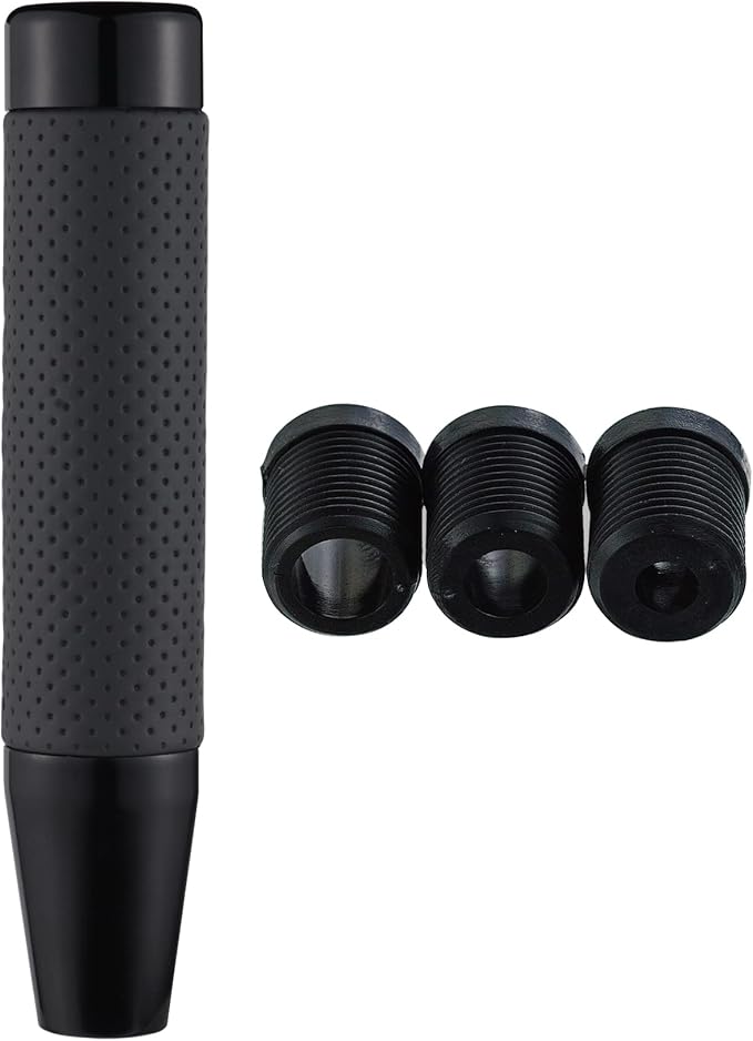 Abfer Weighted Shift Knob Long Stick Gear Shifter Lever Leather Shift Knobs with Adapter for Most Automatic Manual Vehicle Trucks, Black